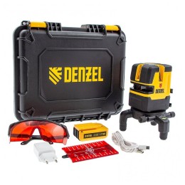 Лазерный уровень LX 05 Red, 20 м, 635 нм, акк. Li 5200 mAh, резьба 5/8"// Denzel