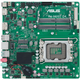 Материнская плата ASUS PRO H610T D4-CSM, LGA1700, B610, 2*DDR4, DP,HDMI, SATA 6.0, M.2, USB 3.2*2, USB 2.0*2,  mITX; 90MB1AM0-M0EAYC