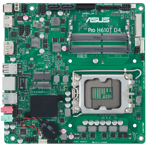 Материнская плата ASUS PRO H610T D4-CSM, LGA1700, B610, 2*DDR4, DP,HDMI, SATA 6.0, M.2, USB 3.2*2, USB 2.0*2,  mITX; 90MB1AM0-M0EAYC