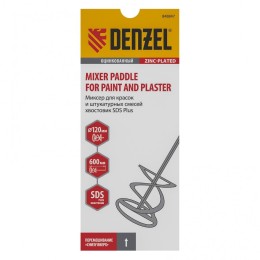 Миксер для красок и штукатурных смесей, 120 х 600 мм, оцинкованный, хвостовик SDS Plus// Denzel