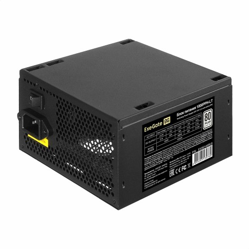 Блок питания 1000W ExeGate 80 PLUS® 1000PPH-LT (ATX, APFC, КПД 82% (80 PLUS), 12cm fan, 24pin, 2x(4+