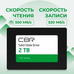Внутренний SSD-накопитель CBR SSD-001TB-2.5-LT22, серия "Lite", 1024 GB, 2.5", SATA III 6 Gbit/s, SM2259XT, 3D TLC NAND, R/W speed up to 550/520 MB/s, TBW (TB) 500
