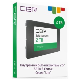 Внутренний SSD-накопитель CBR SSD-001TB-2.5-LT22, серия "Lite", 1024 GB, 2.5", SATA III 6 Gbit/s, SM2259XT, 3D TLC NAND, R/W speed up to 550/520 MB/s, TBW (TB) 500