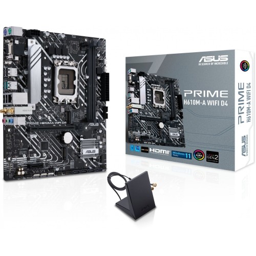 Материнская плата Asus PRIME H610M-A WIFI D4 Soc-1700 Intel H610 2xDDR4 mATX AC`97 8ch(7.1) GbLAN+VGA+HDMI+DP