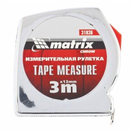 Рулетка Chrom, 3 м x 13 мм, хромированный корпус// Matrix