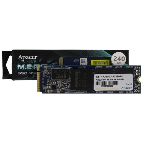 Накопитель Apacer SSD AS2280P4U PRO 2TB M.2 2280 PCIe Gen3x4, R3500/W3000 Mb/s, 3D NAND, MTBF 1.8M, NVMe, 1300TBW, Retail, 5 years (AP2TBAS2280P4UPRO-1)