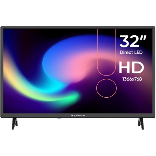 Телевизор TOPDEVICE 32" TDTV32BN02HBK, DLED-TV,DVB-T/C/T2/S2,CI+,USB,H.265,Dolby,AC-3,черный
