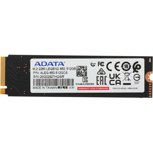 Твердотельный накопитель SSD ADATA 512GB M.2 PCIe NVMe LEGEND 850 (ALEG-850-512GCS)