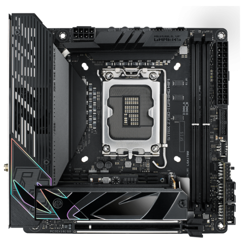 Материнская плата Asus ROG STRIX Z790-I GAMING WIFI Soc-1700 Intel Z790 2xDDR5 mini-ITX AC`97 8ch(7.1) 2.5Gg RAID+HDMI