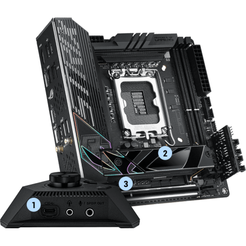 Материнская плата Asus ROG STRIX Z790-I GAMING WIFI Soc-1700 Intel Z790 2xDDR5 mini-ITX AC`97 8ch(7.1) 2.5Gg RAID+HDMI