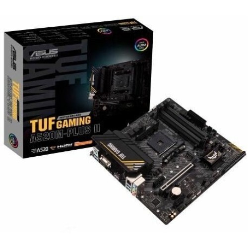 Материнская плата Asus TUF GAMING A520M-PLUS II  Soc-AM4  4xDDR4 mATX AC`97 8ch(7.1) GbLAN RAID+VGA+HDMI+DP