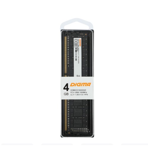 Память DDR3L 4Gb 1600MHz Digma DGMAD31600004S RTL PC3-12800 CL11 DIMM 240-pin 1.35В Низкопрофильная single rank