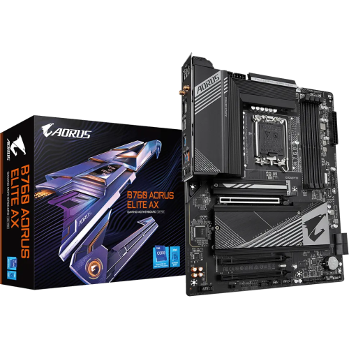 Материнская плата Gigabyte B760 AORUS ELITE AX Soc-1700 Intel B760 4xDDR5 ATX AC`97 8ch(7.1) 2.5Gg RAID+HDMI+DP