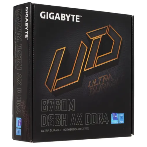 Материнская плата Gigabyte B760M DS3H AX DDR4 Soc-1700 Intel B760 4xDDR4 mATX AC`97 8ch(7.1) 2.5Gg RAID+HDMI+DP