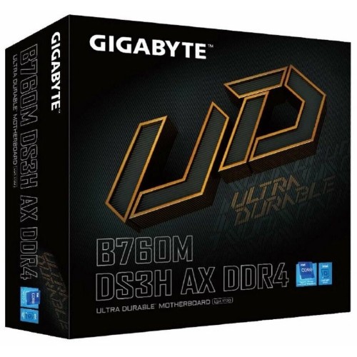 Материнская плата Gigabyte B760M DS3H AX DDR4 Soc-1700 Intel B760 4xDDR4 mATX AC`97 8ch(7.1) 2.5Gg RAID+HDMI+DP