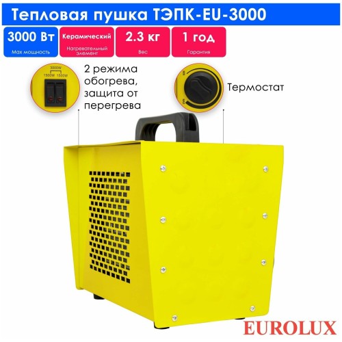 Тепловая электрическая пушка ТЭПК-EU-3000 (керам.нагревательный элемент