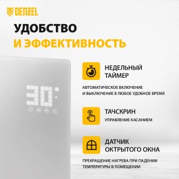 Конвектор OPTIPRIME-1000, Wi-Fi, тачскрин, цифровой термостат, 1000 Вт// Denzel