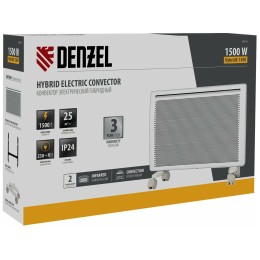 Конвектор гибридный электрический HybridX-1500, ИК нагреватель, цифровой термостат// Denzel
