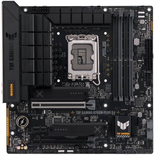 Материнская плата Asus TUF GAMING B760M-PLUS D4 Soc-1700 Intel B760 4xDDR4 mATX AC`97 8ch(7.1) 2.5Gg RAID+HDMI+DP
