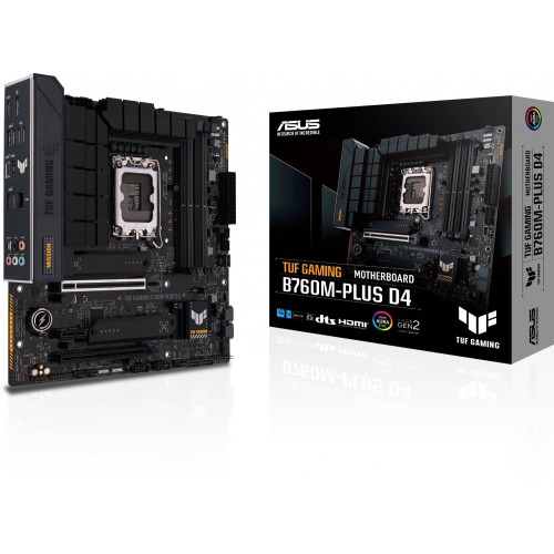 Материнская плата Asus TUF GAMING B760M-PLUS D4 Soc-1700 Intel B760 4xDDR4 mATX AC`97 8ch(7.1) 2.5Gg RAID+HDMI+DP