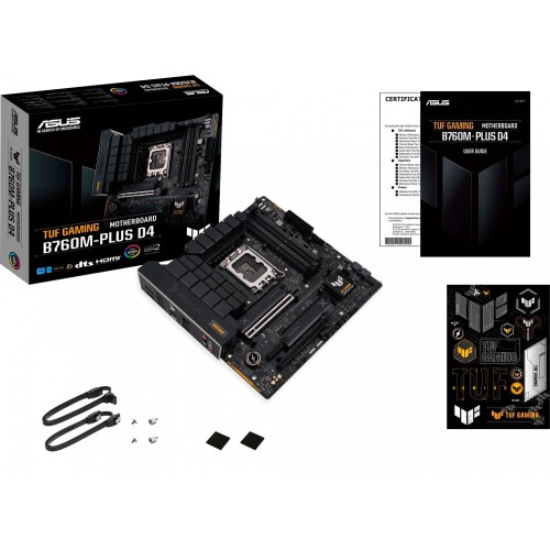 Материнская плата Asus TUF GAMING B760M-PLUS D4 Soc-1700 Intel B760 4xDDR4 mATX AC`97 8ch(7.1) 2.5Gg RAID+HDMI+DP