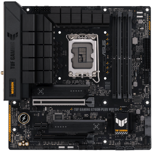 Материнская плата Asus TUF GAMING B760M-PLUS WIFI D4 Soc-1700 Intel B760 4xDDR4 mATX AC`97 8ch(7.1) 2.5Gg RAID+HDMI+DP