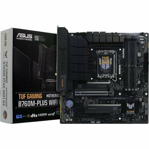 Материнская плата Asus TUF GAMING B760M-PLUS WIFI D4 Soc-1700 Intel B760 4xDDR4 mATX AC`97 8ch(7.1) 2.5Gg RAID+HDMI+DP