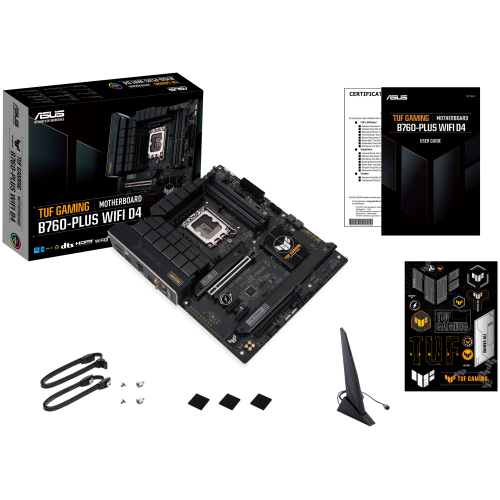 Материнская плата Asus TUF GAMING B760-PLUS WIFI D4 Soc-1700 Intel B760 4xDDR4 ATX AC`97 8ch(7.1) 2.5Gg RAID+HDMI+DP