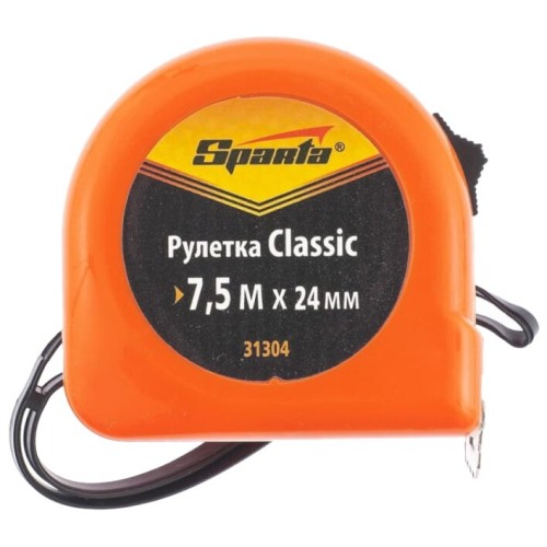 Рулетка Classic, 7.5 м х 24 мм, пластиковый корпус// Sparta