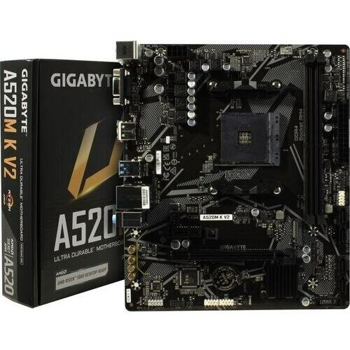 Материнская плата Gigabyte A520M K V2 Soc-AM4 AMD A520 2xDDR4 mATX AC`97 8ch(7.1) GbLAN RAID+VGA+HDMI