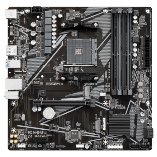 Материнская плата Gigabyte B550M K Soc-AM4 AMD B550 4xDDR4 mATX AC`97 8ch(7.1) GbLAN RAID+HDMI