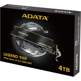 Твердотельный накопитель ADATA SSD LEGEND 960 MAX, 4000GB, M.2(22x80mm), NVMe 1.4, PCIe 4.0 x4, 3D NAND, R/W 7400/6800MB/s, IOPs 700 000/550 000, TBW 3120, DWPD 0.43, with BIG Heat Spreader (5 лет)