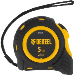 Рулетка 5м х 25мм, обрезиненный корпус, автоматическая фиксация// Denzel