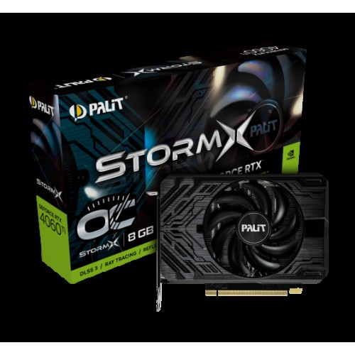 Видеокарта Palit RTX4060TI STORMX OC NVIDIA GeForce RTX 4060TI 8192Mb PCI-E 4.0 128 GDDR6 2670/9000 HDMIx1 DPx3 HDCP Ret