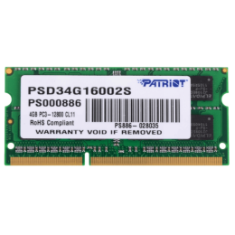 Модуль памяти Patriot SO-DIMM DDR3 4Gb 1600MHz  PSD34G16002S RTL PC3-12800 CL11  204-pin 1.5В