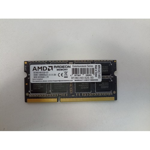 Модуль памяти AMD SO-DIMM DDR3 8Gb 1600MHz R538G1601S2S-UO OEM PC3-12800 CL11  204-pin 1.5В