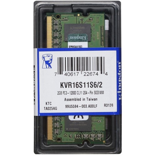 Модуль памяти Kingston SO-DIMM DDR3L 2Gb 1600MHz  KVR16LS11S6/2 RTL PC3-12800 CL11  204-pin 1.35В