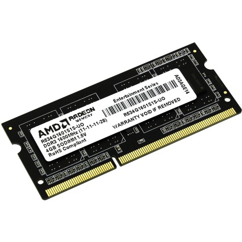Модуль памяти AMD SO-DIMM DDR3 4Gb 1600MHz R534G1601S1S-UO OEM PC3-12800 CL11  204-pin 1.5В
