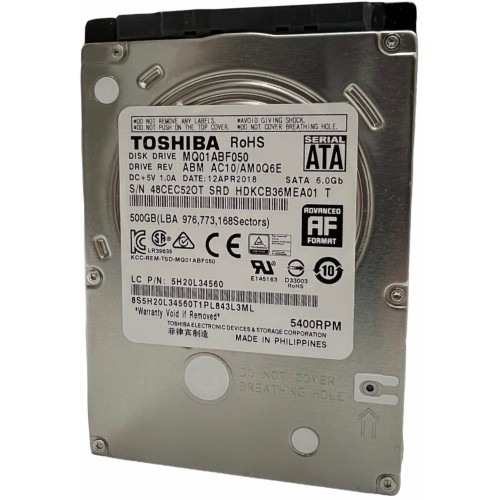 Жесткий диск Toshiba SATA-III 500Gb MQ01ABF050 (5400rpm) 8Mb 2.5"