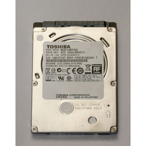 Жесткий диск Toshiba SATA-III 500Gb MQ01ABF050 (5400rpm) 8Mb 2.5"