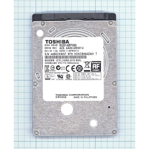 Жесткий диск Toshiba SATA-III 500Gb MQ01ABF050 (5400rpm) 8Mb 2.5"