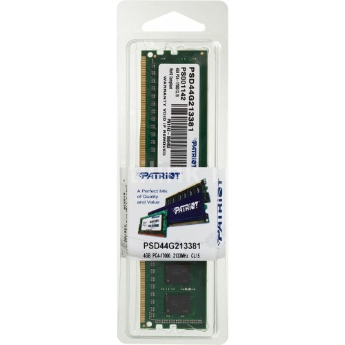 Модуль памяти Patriot DDR4 4Gb 2133MHz PSD44G213381 RTL PC4-17000 CL15 DIMM 288-pin 1.2В
