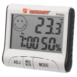 Метеостанции REXANT RM-011 70-0511 {Термогигрометр комнатный с часами и функцией будильника}