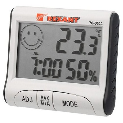 Метеостанции REXANT RM-011 70-0511 {Термогигрометр комнатный с часами и функцией будильника}