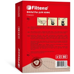 Фильтры для кофе FILTERO №2/80,  для кофеварок капельного типа,  бумажные,  80 шт