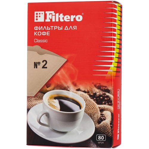 Фильтры для кофе FILTERO №2/80,  для кофеварок капельного типа,  бумажные,  80 шт