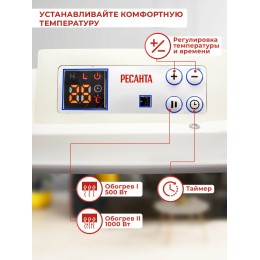 Конвектор РЕСАНТА ОК-1000Е (LED) 67/4/12