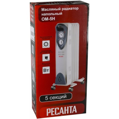Масляный обогреватель РЕСАНТА ОМ- 5Н (1 кВт) 67/3/6, 5  секц.