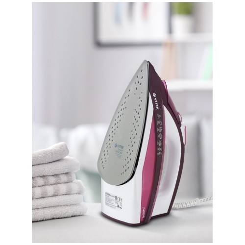 Утюг VITEK VT-1215 (PK) максимальная мощность 2400 Вт.Подошва Ceramic Ultra Care.