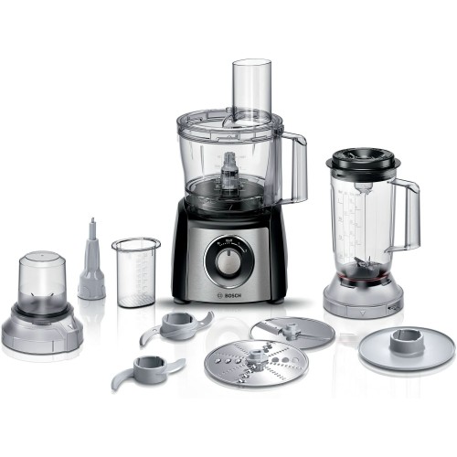 Кухонный комбайн BOSCH MCM3501M / 800 Вт, Скорости: 2, Блендер 1 л, Чаша 2.3 л, Цвет: черны/серебристый